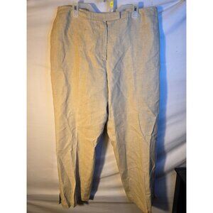 Pursuits Ltd Womens Tan Linen Pants Trousers Size 18 Lightweight Missing Button